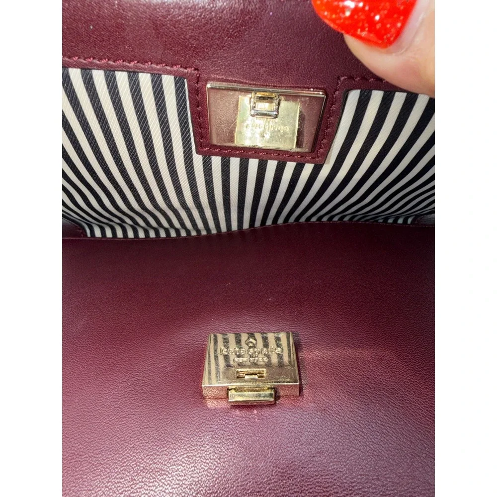 Kate Spade Robson Lane Marcelle Leather Satchel Cherry Wood burgundy.